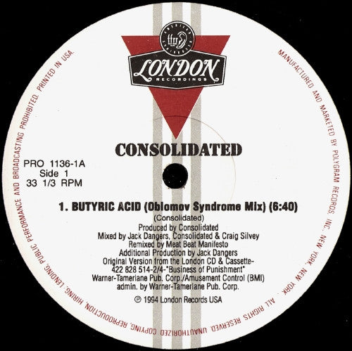 Consolidated : Butyric Acid (2x12", Promo)