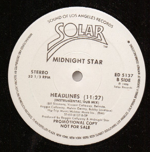 Midnight Star : Headlines (12", Promo)