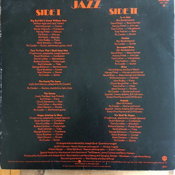 Ry Cooder : Jazz (LP, Album, RP)