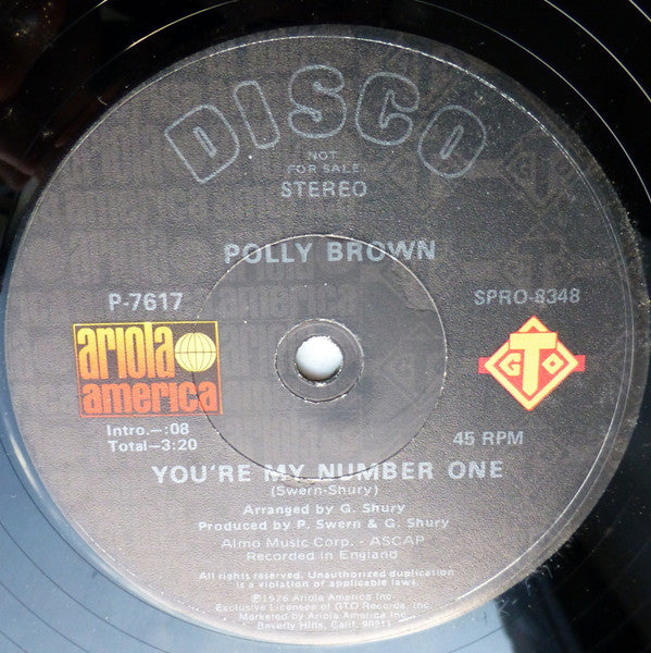 Polly Brown : You're My Number One (12", Promo)