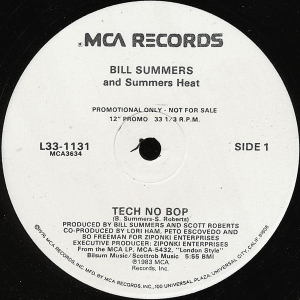 Bill Summers & Summers Heat : Tech No Bop / It's Over (12", Promo)
