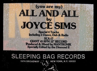 Joyce Sims : (You Are My) All And All (12", Gen)