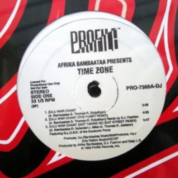 Afrika Bambaataa presents Time Zone : Zulu War Chant (12", Promo)
