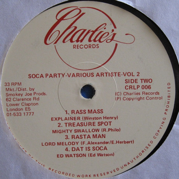 Various : Soca Party Vol. 2 (LP, Comp)