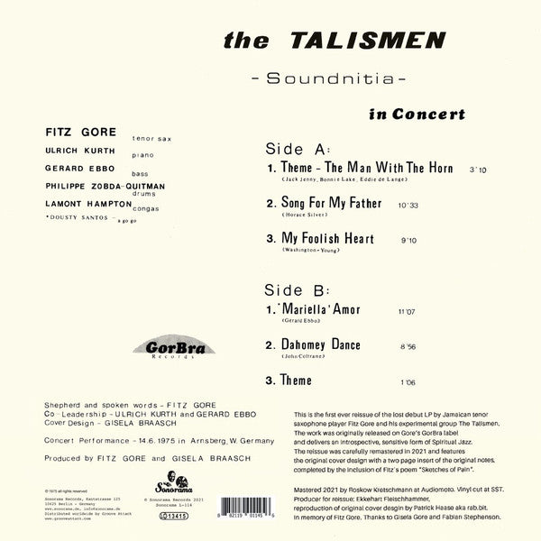 Fitz Gore & The Talismen : Soundnitia (LP, Album, RE, RM)