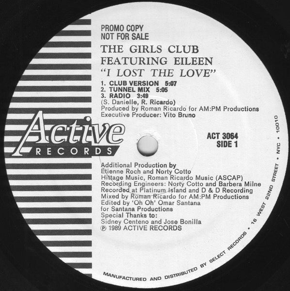 The Girls Club Featuring Eileen Esquilin : I Lost The Love (12", Single, Promo)