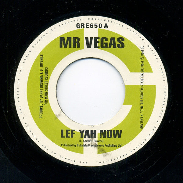 Mr. Vegas : Lef Yah Now / Heads High (kill 'Em With It Re-Mix) (7")