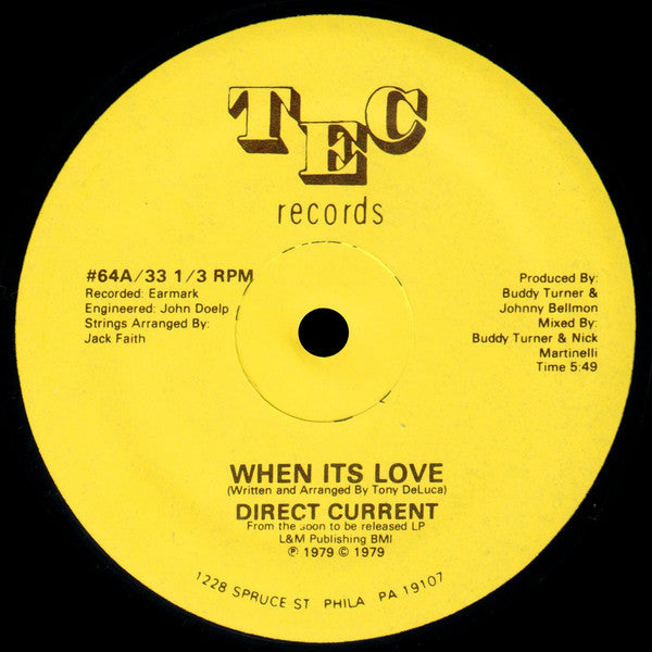 Direct Current : When Its Love (12")