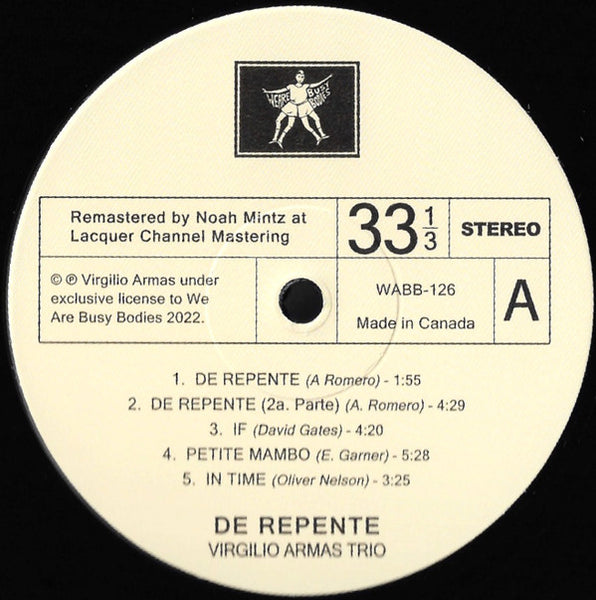 Virgilio Armas Trio : De Repente (LP, Album, RM)