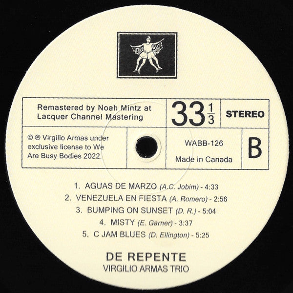 Virgilio Armas Trio : De Repente (LP, Album, RM)