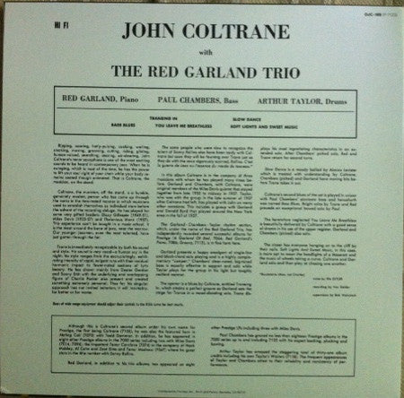 John Coltrane With The Red Garland Trio : Traneing In (LP, Album, RE)