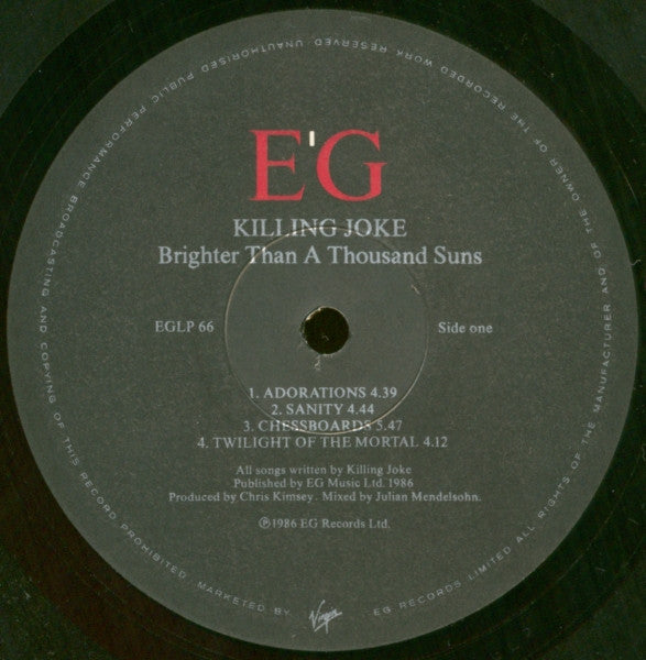 Killing Joke : Brighter Than A Thousand Suns (LP, Album, Gat)