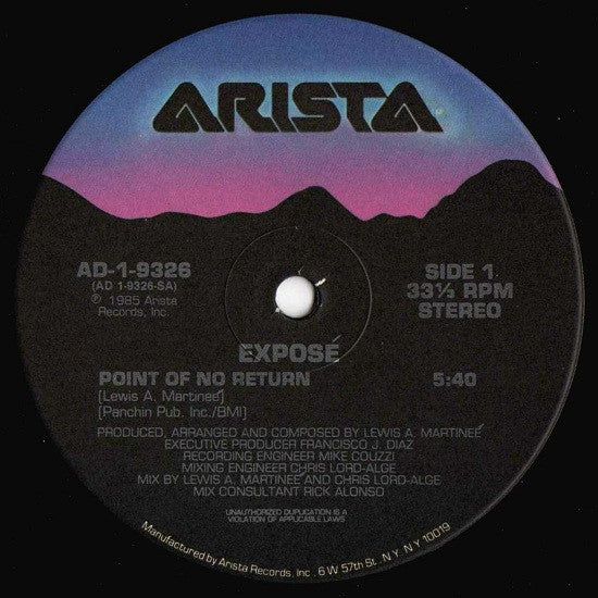 Exposé : Point Of No Return (12", Ind)