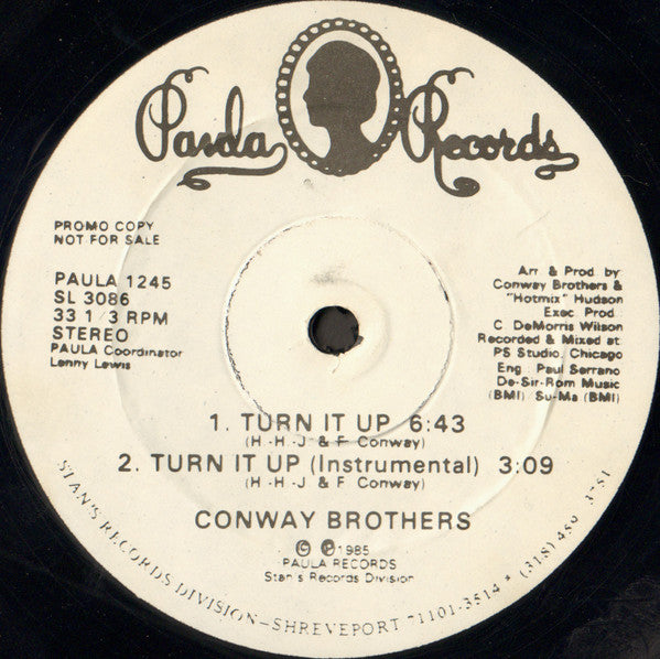 The Conway Brothers : Turn It Up (12", Promo)