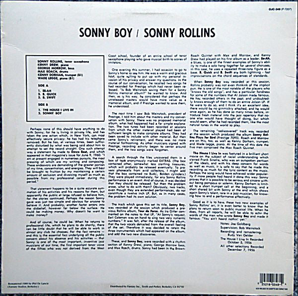 Sonny Rollins : Sonny Boy (LP, Album, RE, RM)