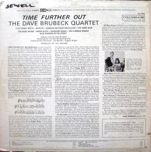 The Dave Brubeck Quartet : Time Further Out (Miro Reflections) (LP, Album)