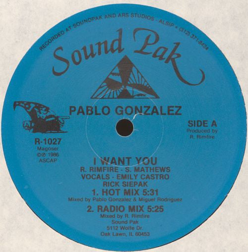 Pablo Gonzalez : I Want You (12")