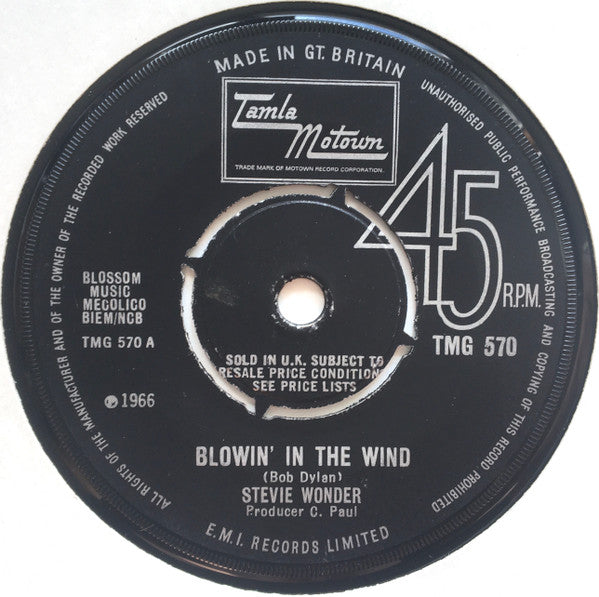 Stevie Wonder : Blowin' In The Wind  (7", Single)