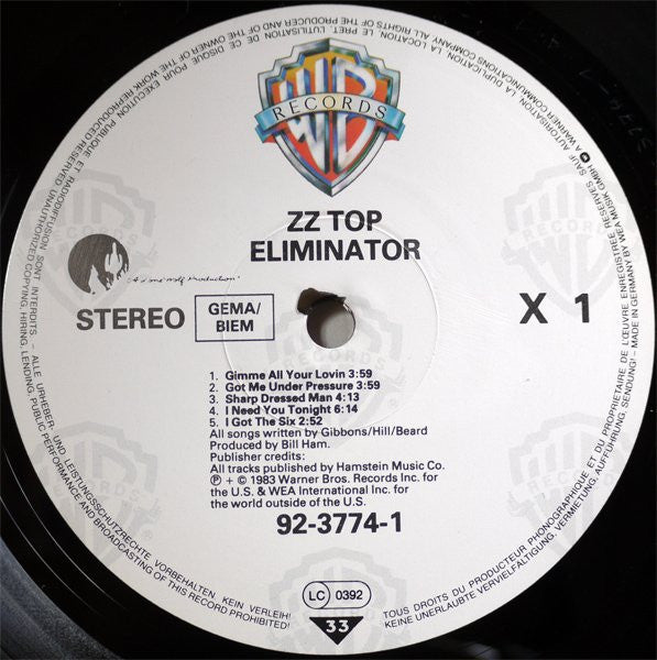 ZZ Top : Eliminator (LP, Album)