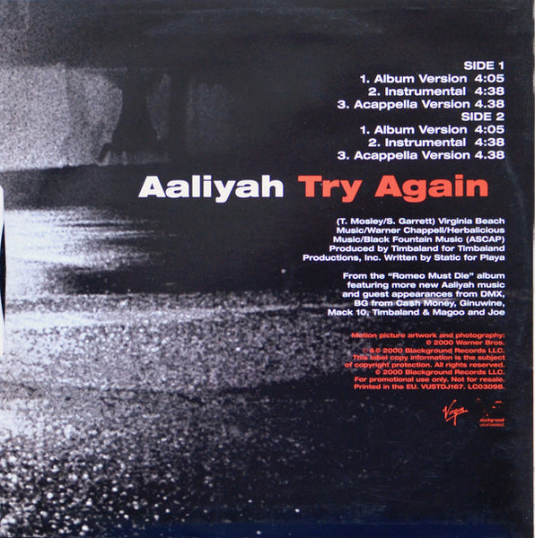 Aaliyah : Try Again (Romeo Must Die OST) (12", Promo)