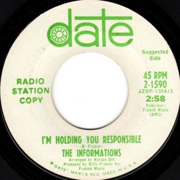 The Informations : I'm Holding You Responsible / What A Rib Adam Must Have Had (7", Single, Promo)