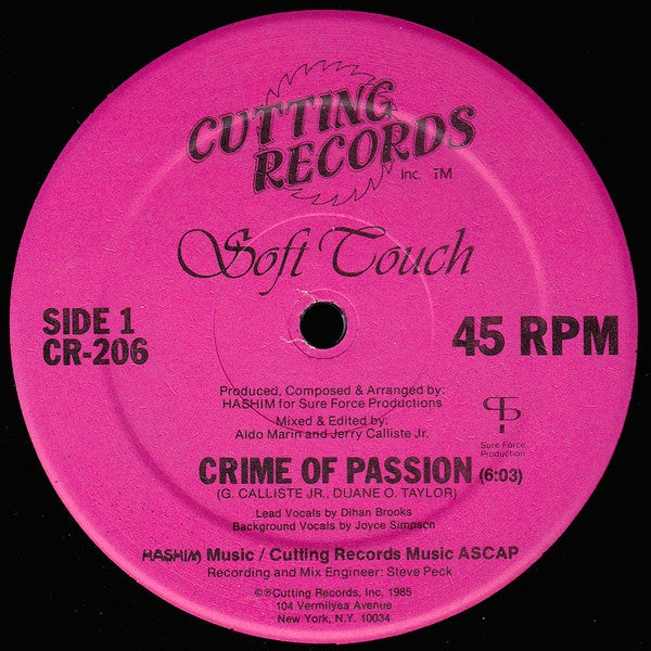 Soft Touch : Crime Of Passion (12")