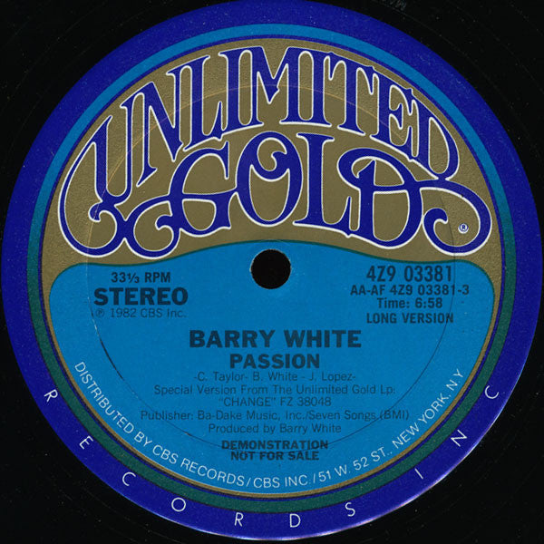 Barry White : Passion (12", Promo)