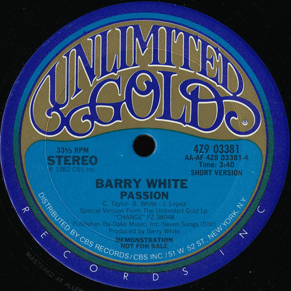 Barry White : Passion (12", Promo)