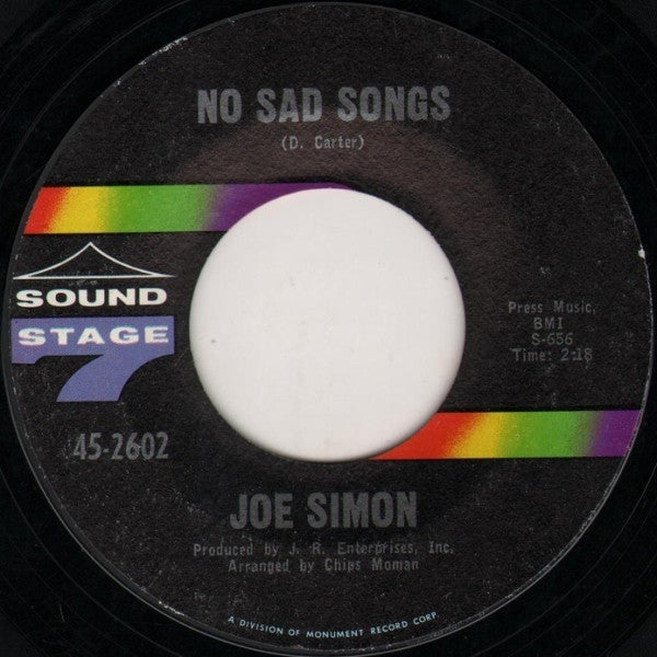Joe Simon : No Sad Songs / Come On And Get It (7", Styrene)