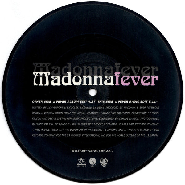 Madonna : Fever (7", Single, Ltd, Num, Pic)