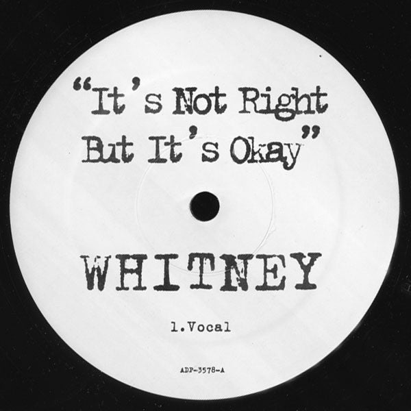 Whitney Houston : It's Not Right But It's Okay (12", Promo)