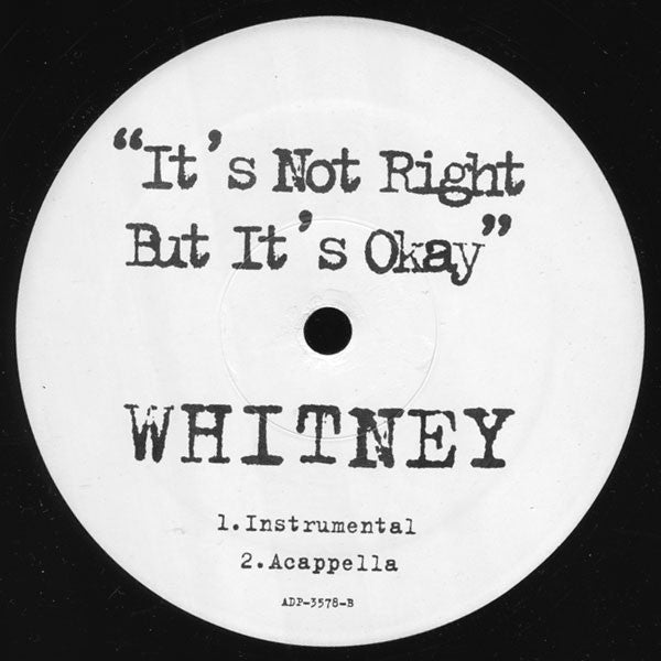Whitney Houston : It's Not Right But It's Okay (12", Promo)