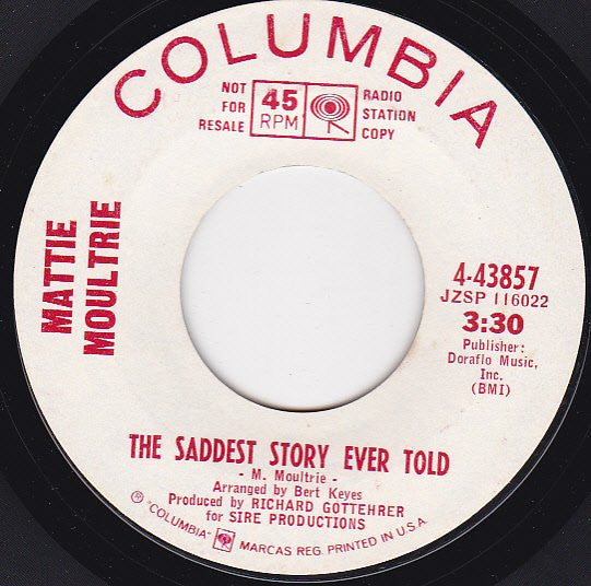 Mattie Moultrie : That's How Strong My Love Is / The Saddest Story Ever Told (7", Single, Promo)