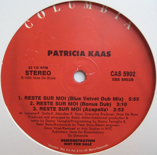 Patricia Kaas : Reste Sur Moi (12", Single, Promo)