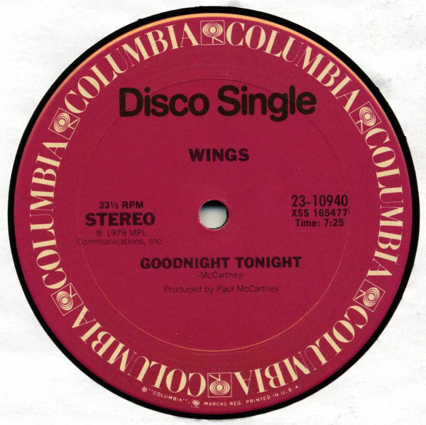 Wings (2) : Goodnight Tonight (12", Single)